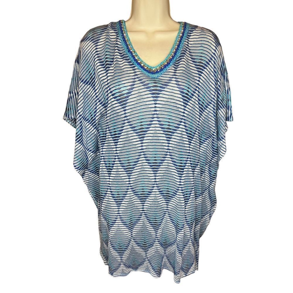 Cecelia Prado Mare Blue Crochet Swim Cover- Up Size Medium